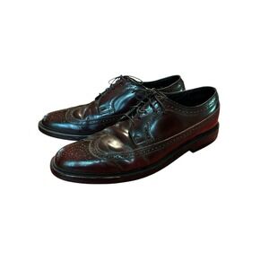 Florsheim Leather Dress Shoes Stratford Wing Tip Deep Burgundy Mens Sz10.D 76400